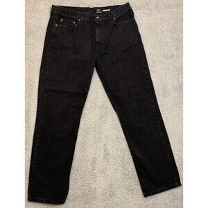 Men's 36x32 George Black Denim Regular Straight Cut Jeans 5-Pocket Cotton